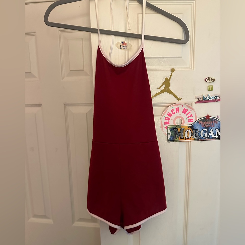 Burgundy halter top short One Piece